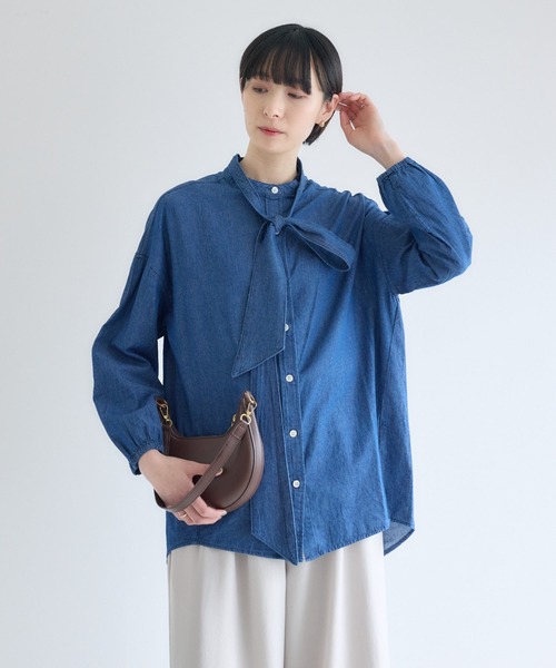 Paradise Picnic（パラダイスピクニック）の「Dignite Collier ライトデニムボウタイブラウス（シャツ/ブラウス・レディース・ネイビー/ブルー・FREE）」の10枚目の写真