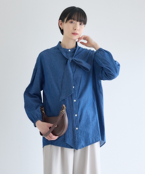 Paradise Picnic（パラダイスピクニック）の「Dignite Collier ライトデニムボウタイブラウス（シャツ/ブラウス・レディース・ネイビー/ブルー・FREE）」の11枚目の写真