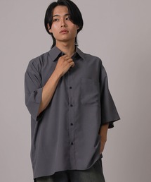 【93-1】無地&総柄 オーバーサイズ ドレープ 半袖シャツ