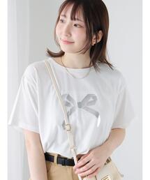 Te chichi TERRASSE（テチチテラス）の「【接触冷感】箔リボンモチーフTシャツ（Tシャツ/カットソー）」
