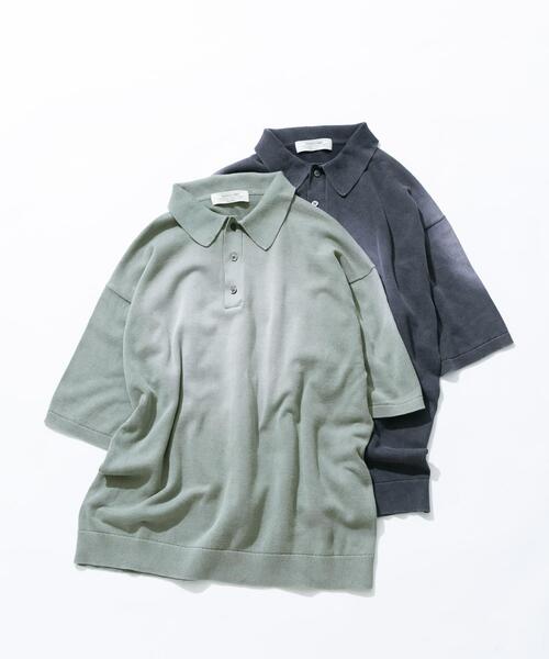 URBAN RESEARCH Sonny Label(アーバンリサーチサニーレーベル)の「ピグメントニットポロシャツ(ニット/セーター・メンズ・スミクロ/グリーン・MEDIUM/LARGE)」の6枚目の写真
