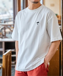 11.6ウルトラヘビーオンス Heavy Smithヤシの木柄 ワンポイント刺繍Tee