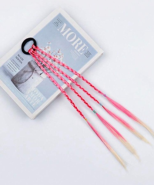 7B25 ゆめかわ ポニー ユニコーン カラーメッシュ 三つ編み エクステ