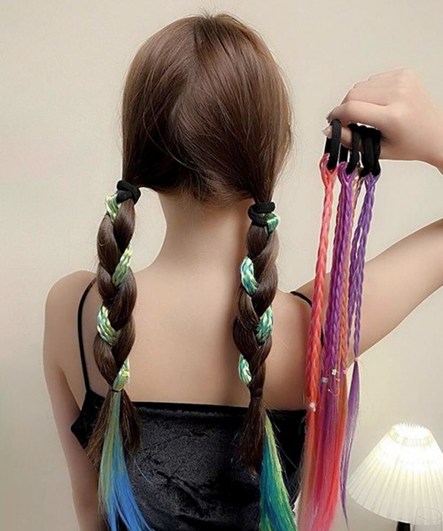 セール】7B25 カラーメッシュ エクステヘアゴム（ヘアゴム