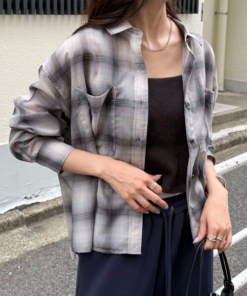 fredy emue（フレディエミュ）の「オンブレーチェック柄クロップドシャツ（シャツ/ブラウス・レディース・グレー系その他/ベージュ系その他・38）」の18枚目の写真