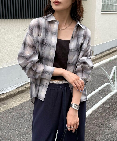 fredy emue（フレディエミュ）の「オンブレーチェック柄クロップドシャツ（シャツ/ブラウス・レディース・グレー系その他/ベージュ系その他・38）」の22枚目の写真