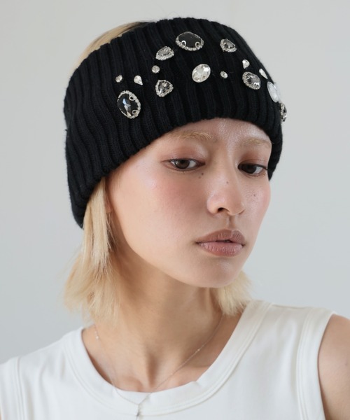 Ulysses（ユリシス）の「ビジュー付きリブニットヘアバンド（ヘアバンド・レディース・ブラック・F）」の10枚目の写真