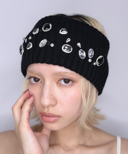 Ulysses（ユリシス）の「ビジュー付きリブニットヘアバンド（ヘアバンド・レディース・ブラック・F）」の22枚目の写真
