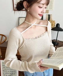 リボン付きベージュニットセーター ニット/セーター（ベージュ系・リボン）ファッション通販 - ZOZOTOWN