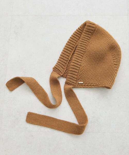 earth music&ecology（アースミュージックアンドエコロジー）の「プレート付きニットフーディー（ニットキャップ/ビーニー・レディース・ブラック/ブラウン・FREE）」の3枚目の写真