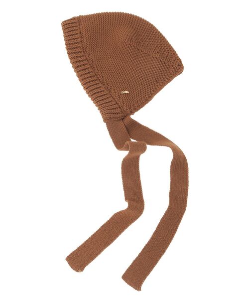 earth music&ecology（アースミュージックアンドエコロジー）の「プレート付きニットフーディー（ニットキャップ/ビーニー・レディース・ブラック/ブラウン・FREE）」の4枚目の写真