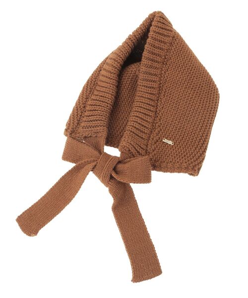 earth music&ecology（アースミュージックアンドエコロジー）の「プレート付きニットフーディー（ニットキャップ/ビーニー・レディース・ブラック/ブラウン・FREE）」の7枚目の写真