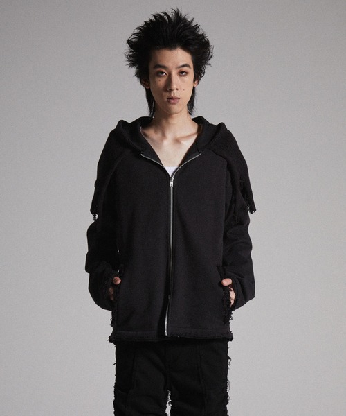 GRANCY】Knit Layered Design Zip Hoodie / ニットレイヤードデザイン