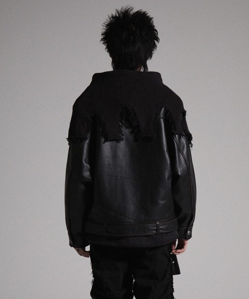 GRANCY ニットレイヤードデザインジップフーディ GRANCY】Knit Layered Design Zip Hoodie / ニットレイヤード