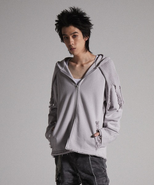 GRANCY】Knit Layered Design Zip Hoodie / ニットレイヤードデザイン