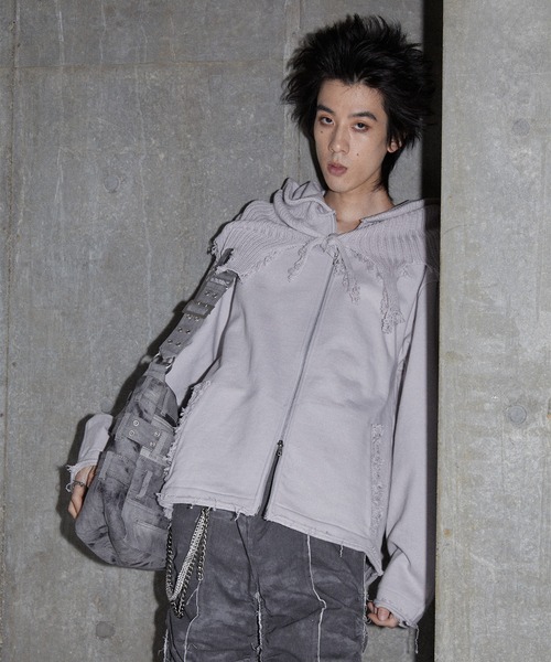 【GRANCY】ニットレイヤードデザインジップフーディS GRANCY（グランシー）の「【GRANCY】Knit Layered Design Zip