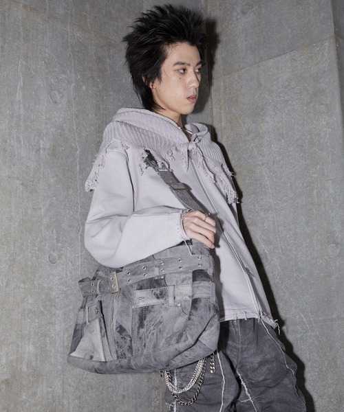 【GRANCY】ニットレイヤードデザインジップフーディ ブラウン S GRANCY（グランシー）の「【GRANCY】Knit Layered Design Zip