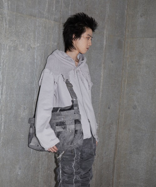 GRANCY(グランシー)の「【GRANCY】Knit Layered Design Zip Hoodie / ニットレイヤードデザインジップフーディ(パーカー・メンズ・ブラウン/グレー/ブラック・L/M/S)」の9枚目の写真