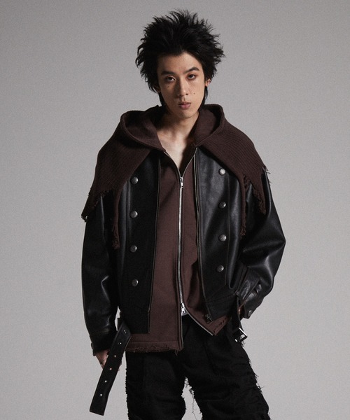 GRANCY】Knit Layered Design Zip Hoodie / ニットレイヤードデザイン