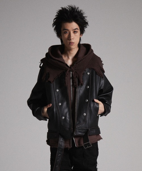 GRANCY】Knit Layered Design Zip Hoodie / ニットレイヤードデザイン