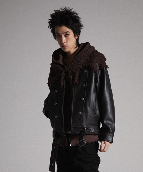 GRANCY ニットレイヤードデザインジップフーディ S GRANCY】Knit Layered Design Zip Hoodie / ニットレイヤード