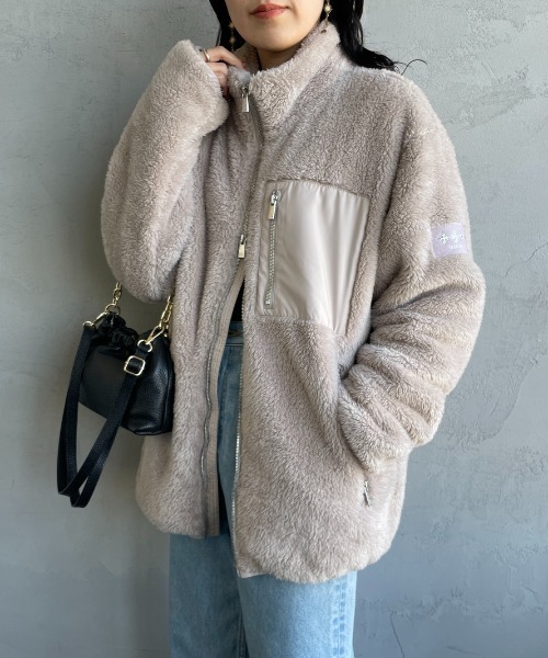 TATRAS（タトラス）の「[TATRAS/タトラス] MONREALE ボアフリース スタンドブルゾン（ブルゾン・レディース・ライトグレー/ブラック・3/2/4）」の12枚目の写真