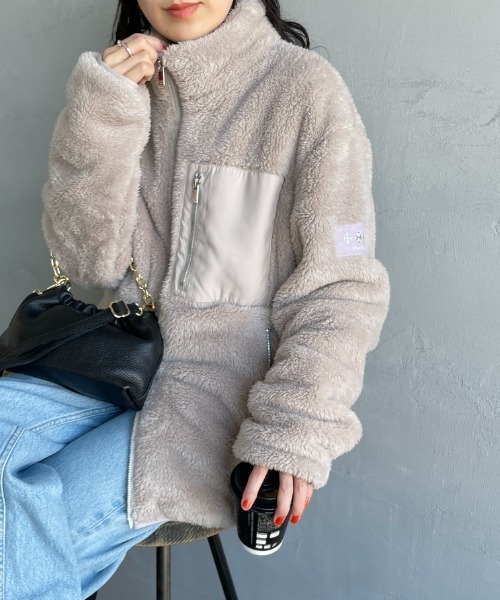 TATRAS（タトラス）の「[TATRAS/タトラス] MONREALE ボアフリース スタンドブルゾン（ブルゾン・レディース・ライトグレー/ブラック・3/2/4）」の11枚目の写真