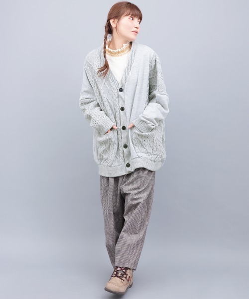 チチカカ（チチカカ）の「ニット×スウェットコンビカーディガン（カーディガン/ボレロ・レディース・グレー/レッド/チャコールグレー・FREE）」の5枚目の写真