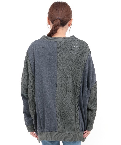 チチカカ（チチカカ）の「ニット×スウェットコンビカーディガン（カーディガン/ボレロ・レディース・グレー/レッド/チャコールグレー・FREE）」の11枚目の写真