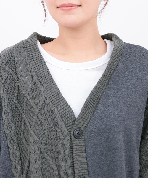 チチカカ（チチカカ）の「ニット×スウェットコンビカーディガン（カーディガン/ボレロ・レディース・グレー/レッド/チャコールグレー・FREE）」の12枚目の写真