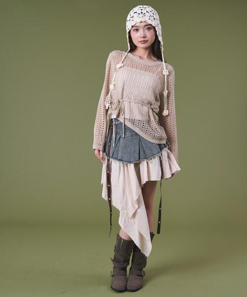 dispark(ディスパーク)の「DISPARK/イレヘムオーバーメッシュニット(ニット/セーター・レディース・ベージュ/チャコールグレー・FREE)」の17枚目の写真