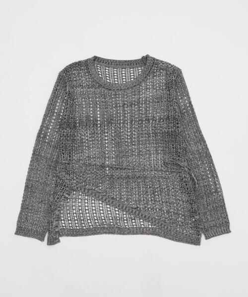 dispark(ディスパーク)の「DISPARK/イレヘムオーバーメッシュニット(ニット/セーター・レディース・ベージュ/チャコールグレー・FREE)」の6枚目の写真