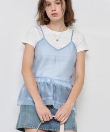 GENERAL IDEA/ジェネラルアイディア sheer layered shirring blouse ブラウス