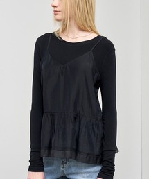 GENERAL IDEA/ジェネラルアイディア sheer layered shirring blouse ブラウス