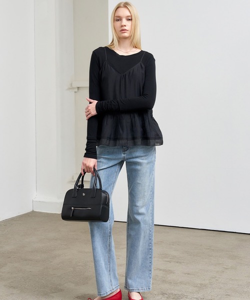 GENERAL IDEA(ジェネラルアイデア)の「GENERAL IDEA/ジェネラルアイディア sheer layered shirring blouse ブラウス(キャミソール・レディース・ブラック/スカイブルー/クリーム・S/M/L)」の19枚目の写真