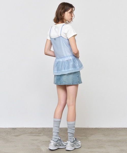 GENERAL IDEA(ジェネラルアイデア)の「GENERAL IDEA/ジェネラルアイディア sheer layered shirring blouse ブラウス(キャミソール・レディース・ブラック/スカイブルー/クリーム・S/M/L)」の10枚目の写真