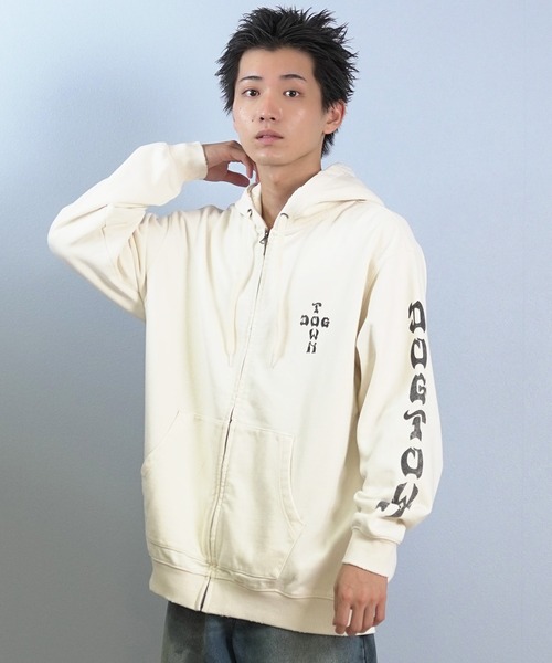 DOGTOWN（ドッグタウン）の「DOGTOWN/ドッグタウン フルジップパーカー バックプリント 254DT1PK008（パーカー・メンズ・アイボリー/ブラック・M/L/XL）」の5枚目の写真