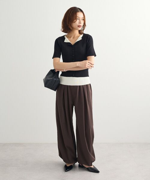 Petit fleur（プチフルール）の「・Petit Fleur バイカラーレイヤードニット（ニット/セーター・レディース・ブラック/ブラウン/ボルドー・FREE）」の6枚目の写真