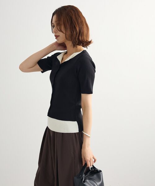 Petit fleur（プチフルール）の「・Petit Fleur バイカラーレイヤードニット（ニット/セーター・レディース・ブラック/ブラウン/ボルドー・FREE）」の11枚目の写真