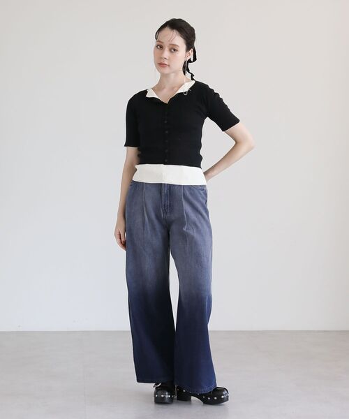 Petit fleur（プチフルール）の「・Petit Fleur バイカラーレイヤードニット（ニット/セーター・レディース・ブラック/ブラウン/ボルドー・FREE）」の18枚目の写真