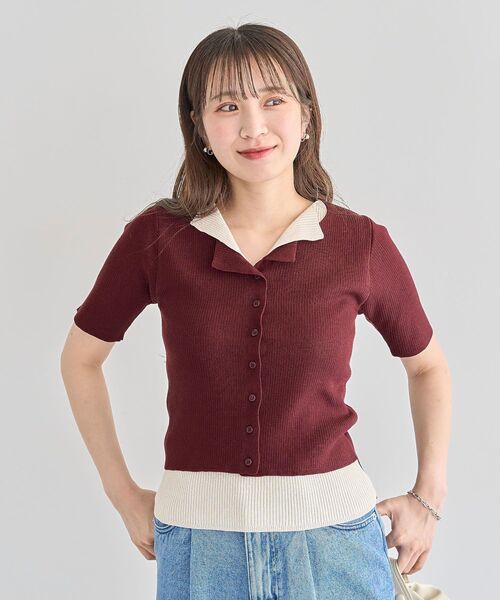 Petit fleur（プチフルール）の「・Petit Fleur バイカラーレイヤードニット（ニット/セーター・レディース・ブラック/ブラウン/ボルドー・FREE）」の14枚目の写真