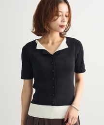 新品❤️ARCHIVIO ブラック 半袖セーター ニット/セーター（ブラック/黒色系・半袖）ファッション通販