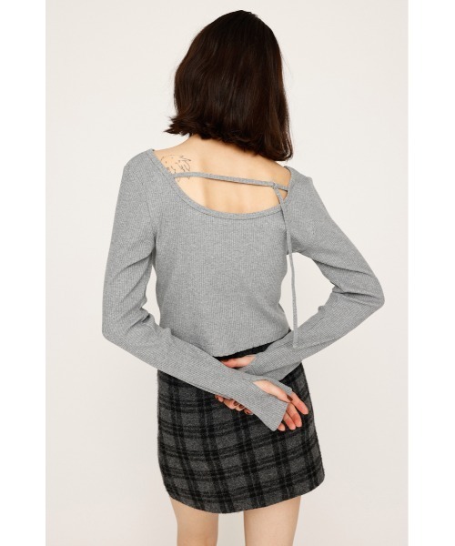 SLY(スライ)の「2WAY CUT RIB TOPS ツーウェイ カットリブ トップス 秋服(Tシャツ/カットソー・レディース・ブルー系その他/ライトブラック/杢グレー・1/2)」の13枚目の写真