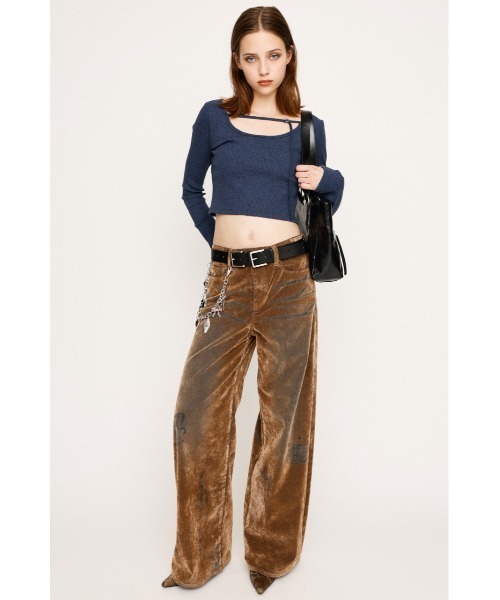 SLY(スライ)の「2WAY CUT RIB TOPS ツーウェイ カットリブ トップス 秋服(Tシャツ/カットソー・レディース・ブルー系その他/ライトブラック/杢グレー・1/2)」の18枚目の写真