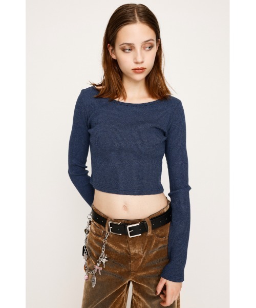 SLY(スライ)の「2WAY CUT RIB TOPS ツーウェイ カットリブ トップス 秋服(Tシャツ/カットソー・レディース・ブルー系その他/ライトブラック/杢グレー・1/2)」の19枚目の写真