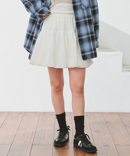 Honeys（ハニーズ）の「ミニバルーンスカート（スカート・レディース・杢グレー/アイボリー/ブラック/ブラウン・L/M/S）」の6枚目の写真