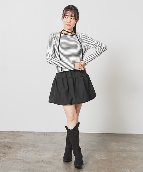 Honeys（ハニーズ）の「ミニバルーンスカート（スカート・レディース・杢グレー/アイボリー/ブラック/ブラウン・L/M/S）」の7枚目の写真