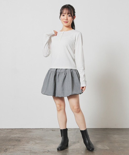Honeys（ハニーズ）の「ミニバルーンスカート（スカート・レディース・杢グレー/アイボリー/ブラック/ブラウン・L/M/S）」の9枚目の写真