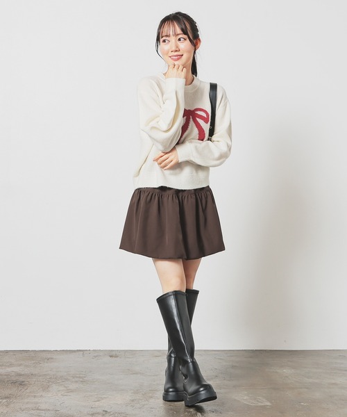 Honeys（ハニーズ）の「ミニバルーンスカート（スカート・レディース・杢グレー/アイボリー/ブラック/ブラウン・L/M/S）」の11枚目の写真