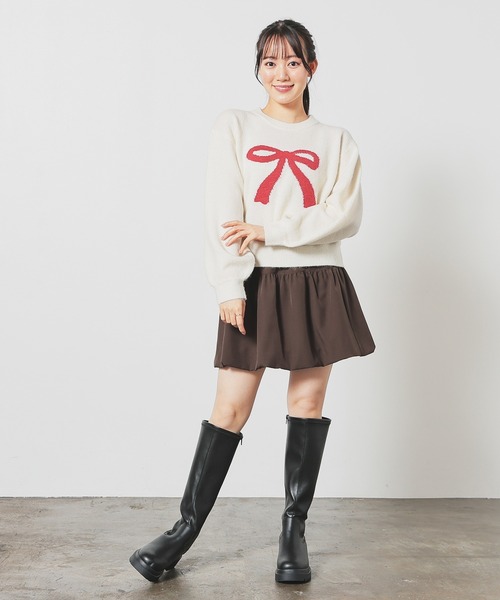 Honeys（ハニーズ）の「ミニバルーンスカート（スカート・レディース・杢グレー/アイボリー/ブラック/ブラウン・L/M/S）」の12枚目の写真